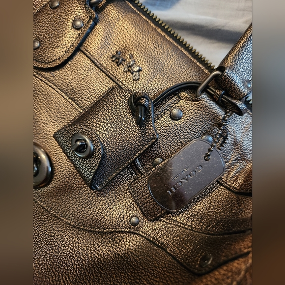 Coach soft metallic gold handbag with handles and strap
